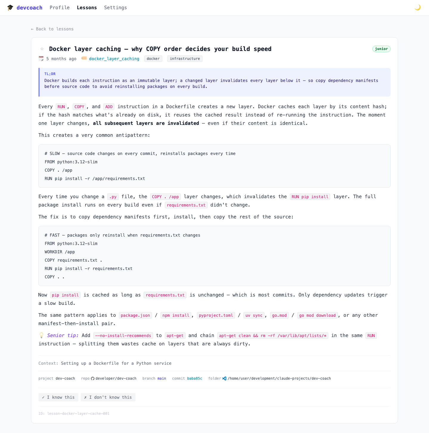 Docker layer caching