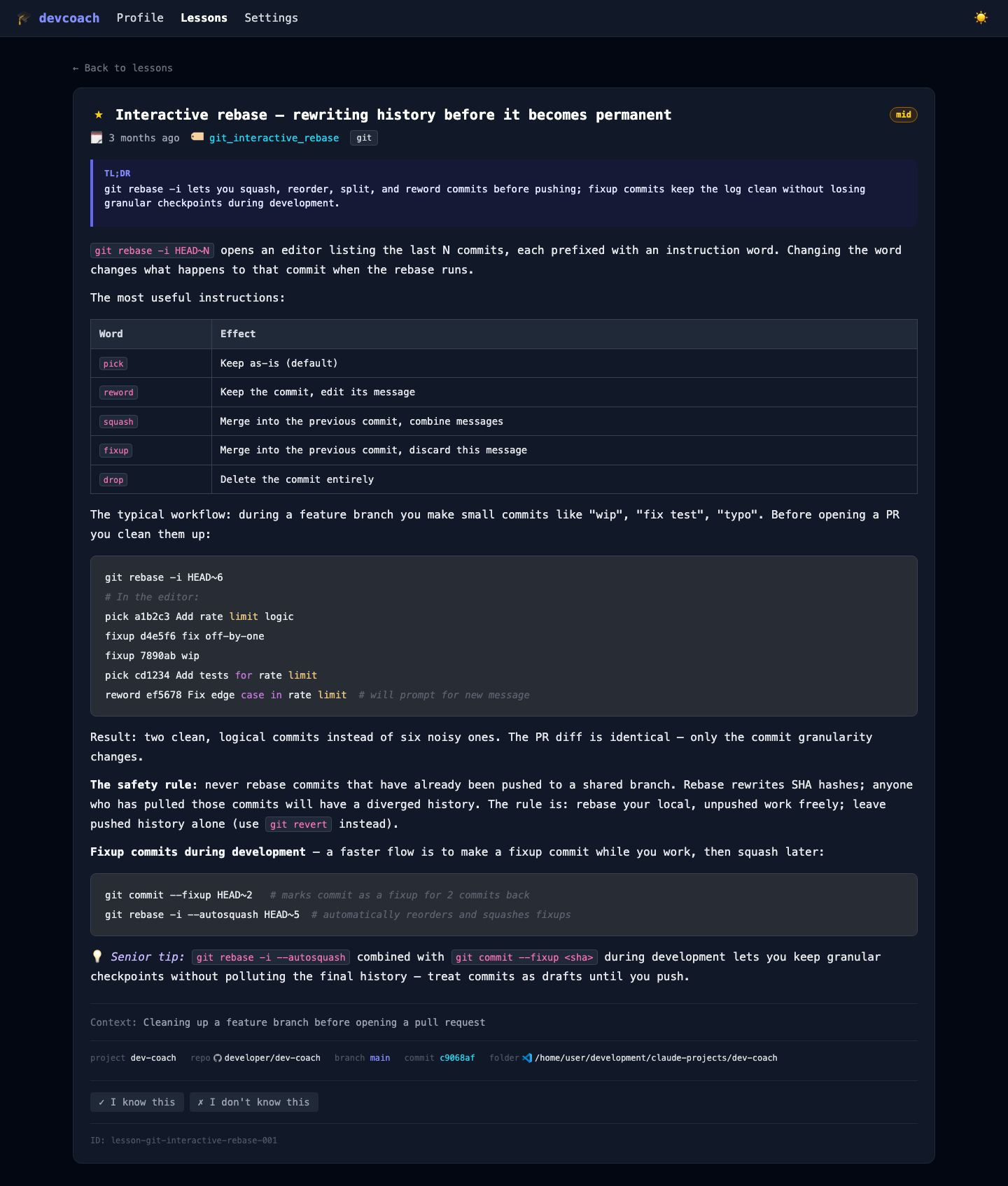 Git interactive rebase