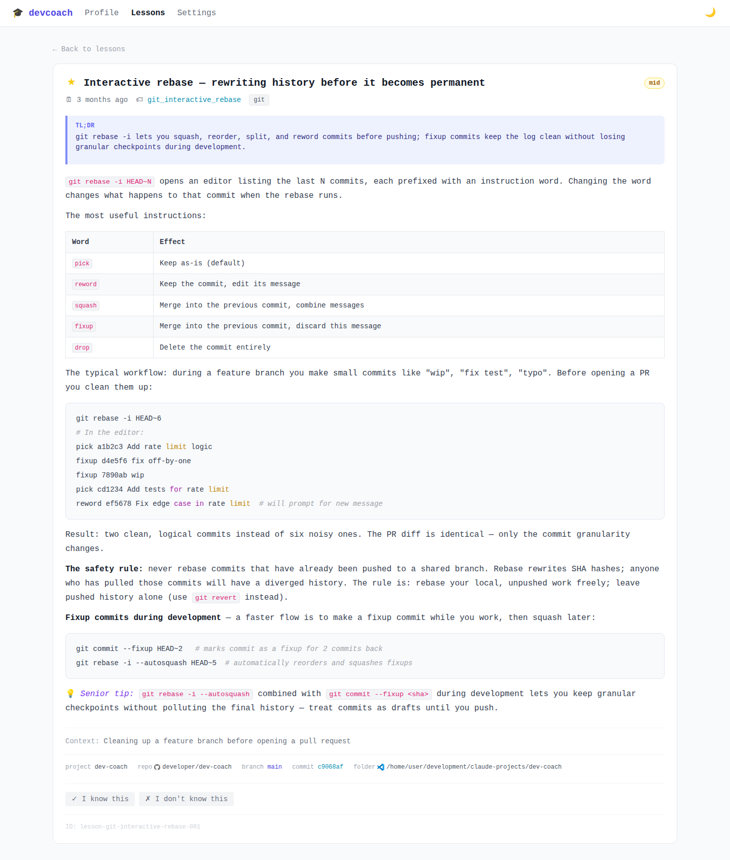 Git interactive rebase