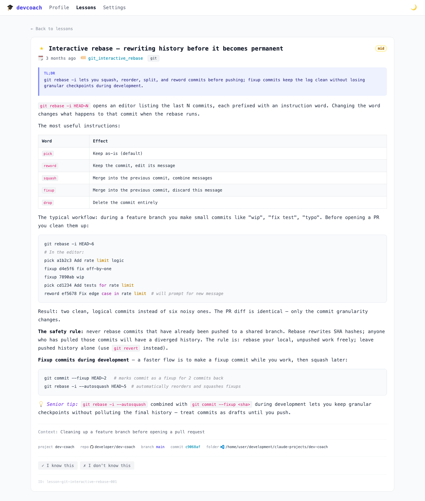 Git interactive rebase