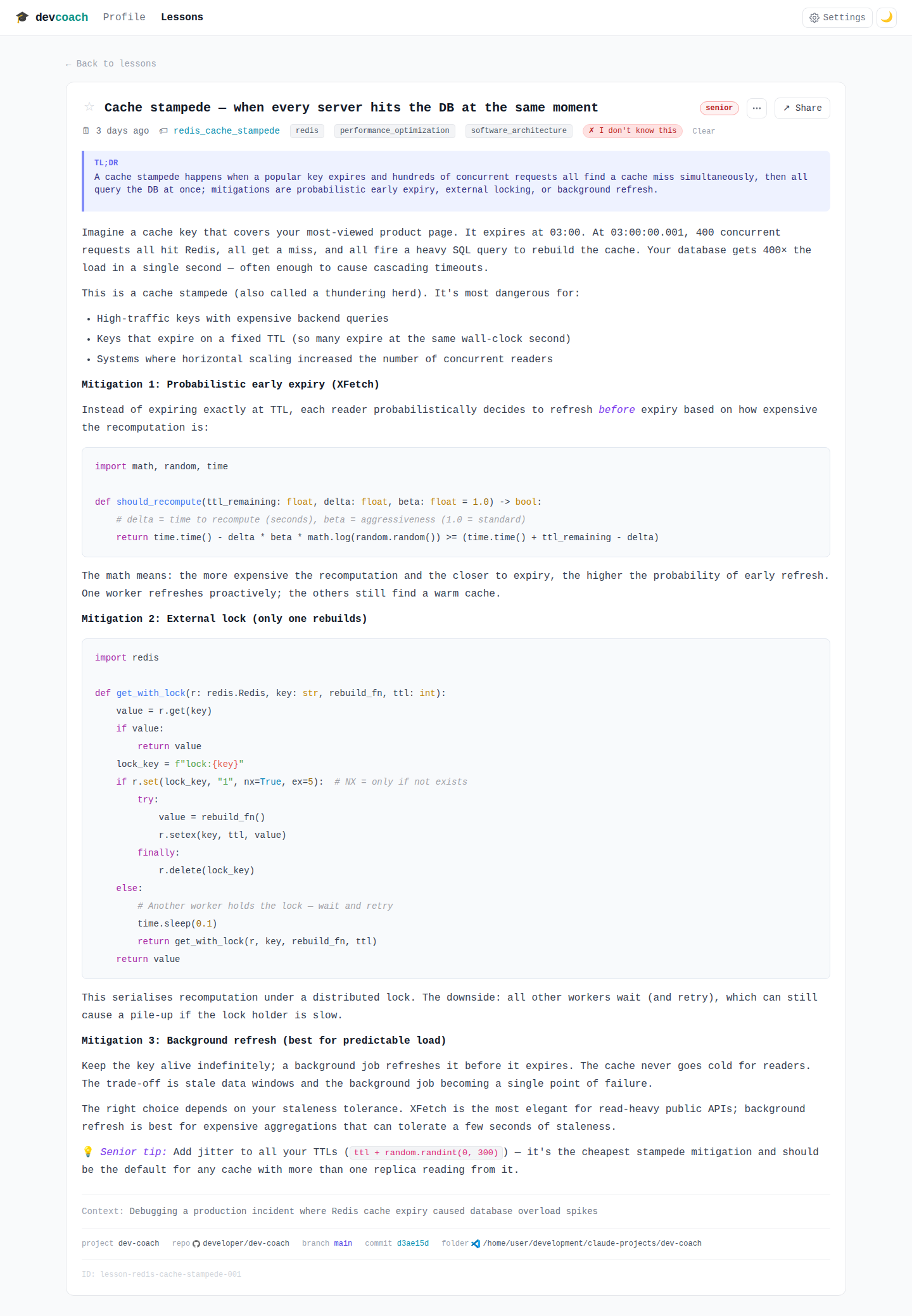 Cache stampede