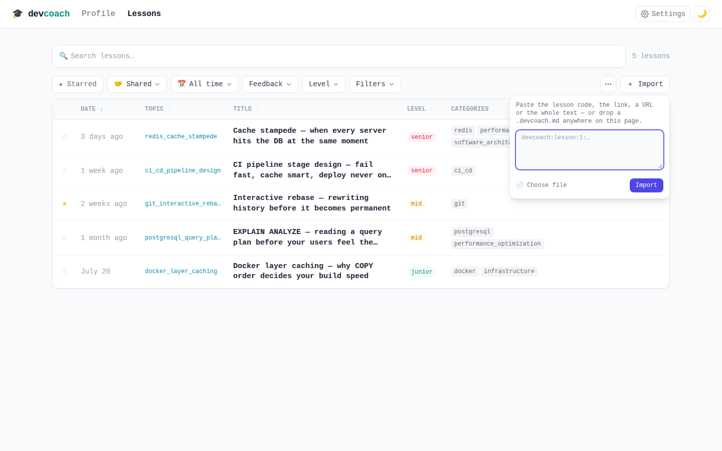 Import a shared lesson